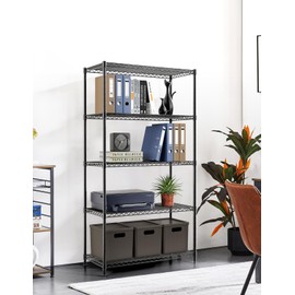 Simple Deluxe 5-Tier Heavy Duty Storage Shelving Unit, 1250 Lbs Loading Capacity, 29.92" W x 13.98" D x 61.02" H, Black