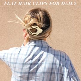 French Concord Flat Hair Clips for Women Girls - 6PCS Matte Curved No Slip Hair Claws for Volume and Strong Hold (Medium, 4"")