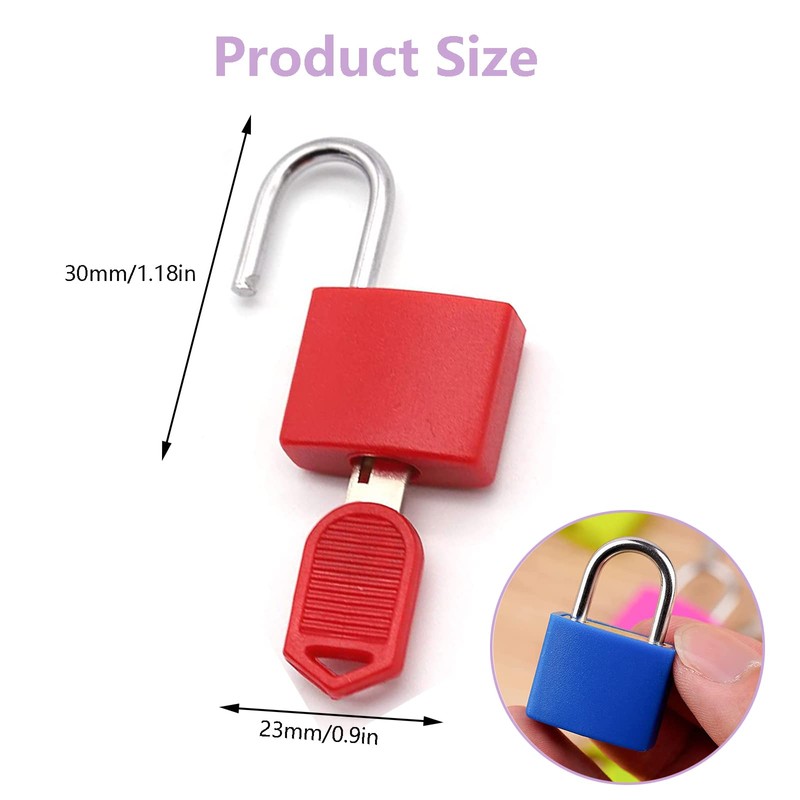 Mini Security Padlock with Key,3 Pcs Suitcase Locks,Colorful Small Padlock,for