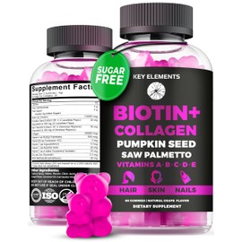 Hair Skin and Nails 10000mcg Gummies & Collagen Gummies - Biotin Vitamins for Hair Growth Pumpkin Seed Oil, Saw Palmetto Extract & Vitamins A B6 C D E - Biotin and Collagen Supplements