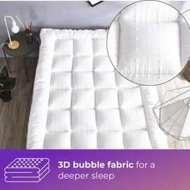 "Rejuvopedic" King Size 3D Microfibre Bed Mattress Topper Protector, Mattress Pad Top Cover - Quilted Fitted Protector, Breathable Fluffy Soft, Plush Topper, Cloud-Like Sleep Cover