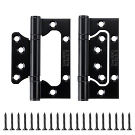 2PCS Non-Mortise Hinges, Matte Black Mute Stainless Steel Door Hinges, Thicken Design 0.12” (3mm) 4x3” Smooth and Heavy Duty Interior Exterior Door Hinges, with Hinge Mounting Screws- Tiosamd
