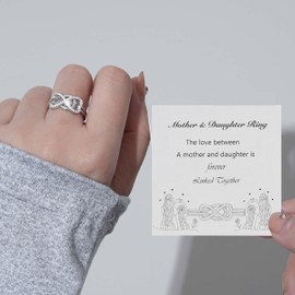 ZOEXUE Mother Daughter Knot-Rings for Women-Sterling Silver-Mothers Ring Gifts from Daughters - Infinity Love Knot Bond Band Size 10 Pinky Birthday Jewelry Thumb Ring for Mom Mothers Day Gifts
