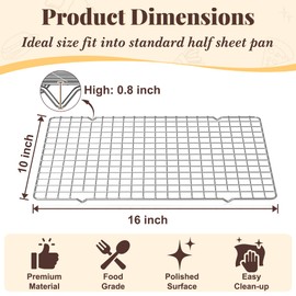 Cooling Racks for Cooking and Baking - 2 PCS 10" x 16" Grid Wire Baking Rack for Oven Cooking, Baking, Grilling, Roasting -Dishwasher Safe Bacon Rack- Fits Half Sheet Cookie Pan