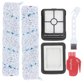 DingGreat Pack of 2 replacement filters and 2 pieces multi-surface brush roll for BISSELL Crosswave Cordless Max Series 2554 2590 2593 2596