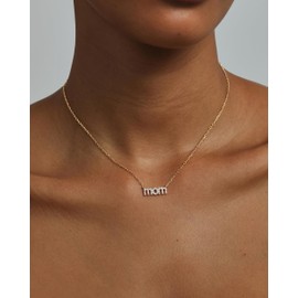 PAVOI 14K Yellow Gold Plated Mom Necklace for Women - Cubic Zirconia Mama Necklace Gold Jewelry Gift for Mothers Day - Trendy Pendant New Mom Jewelry