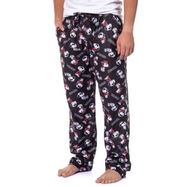 Peanuts Mens' Joe Cool Snoopy Character Tossed Print Sleep Pajama Pants (Large) Black