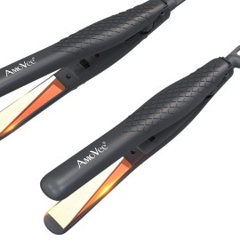 AmoVee Mini Hair Straightener, Dual Voltage Travel Portable Flat Iron, Small ...