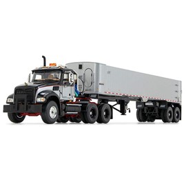 First Gear 1/50 Mack Granite MP Day Cab, Black, Silver, East Genesis End Dump Trailer 50-3456