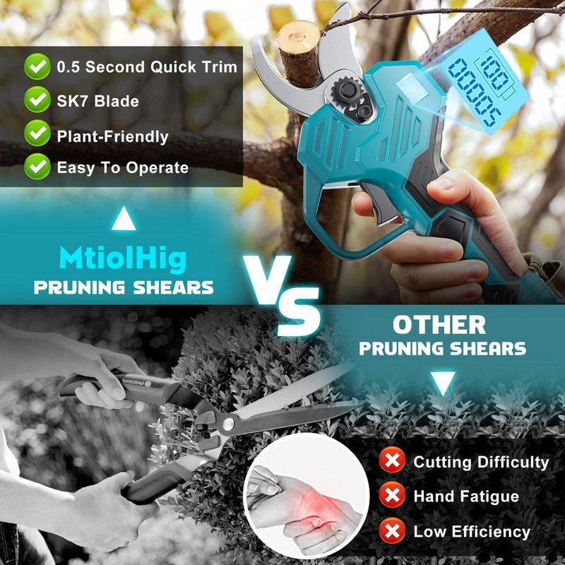 Cordless Pole Pruning Shears Compatible with Makita 18V Battery: 1.5-2