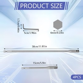 4 Pieces 1/4 Extension Drill Bit Set 6 and 12 Inches Steel Drill Bit Extender Steel Drill Extension with 2 PCS Wrench for Wood Turners Furniture Carpentry and Construction
