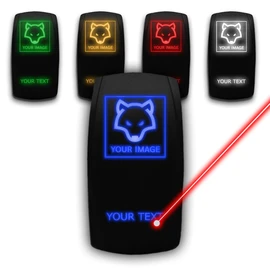 Custom Momentary Single Function DPST Switch - Stark 5-PIN Laser Etched LED Rocker Switch Dual Light - 20A 12V Momentary Switch