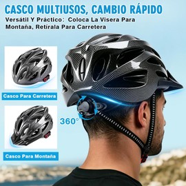 Cascos de Bicicleta para Adultos con 2 pares de Gafas de Protección y Luz Trasera, Casco de Ciclismo Fresco para Adultos para viajeros urbanos, montaña, tamaño Ajustable， para Hombres y Mujeres
