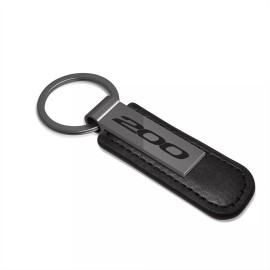 iPick Image Chrysler 200 Black PU Leather Strap Black Metal Bar LED Printed Logo Key Chain