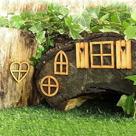 6 Pack Wooden Fairy Garden Door Blank Door Fairy House and Window Ornaments Tree Statues for Tree Trunk Yard Decoration Garden Sculptures and Statues Miniature Buildings and Structures