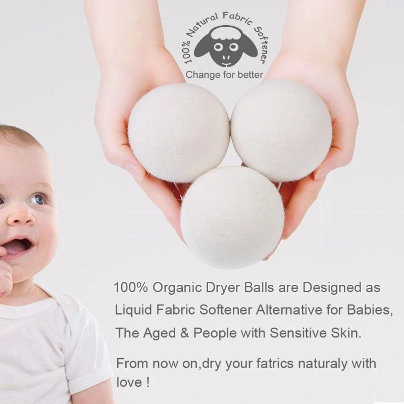 Wool Dryer Balls Organic XL 6-Pack, 100% New Zealand Chemical