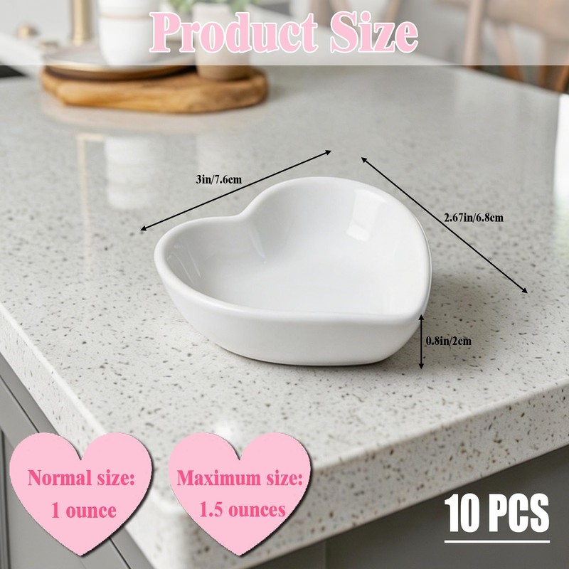 CACASO 10 Piece Serving Platter Set, Heart Shaped Ceramic Sauce