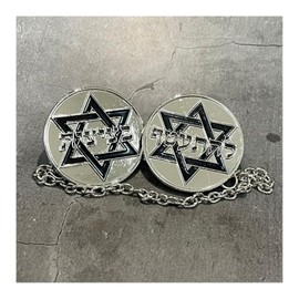 HolYudaica Clips for Tallit Prayer Shawl, Made in Israel, Silver Color Round Shape with Star of David and The Tallit Blassing