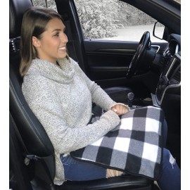 Trillium Worldwide Car Cozy 2 12-Volt Heated Mini Travel Pad, Black & White Plaid, (TWI-3201B)