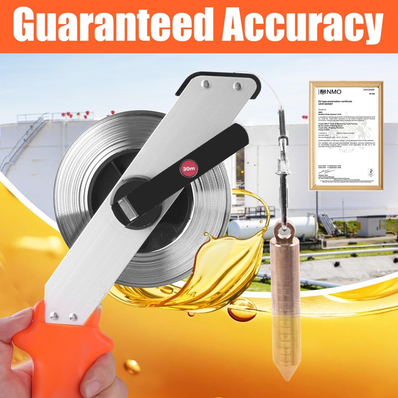 Cekegon Oil Gauging Tape, 10M/33ft Stainless Steel Sounding Tape Measure,