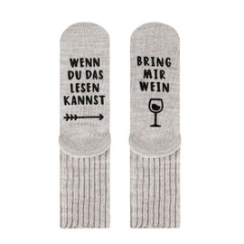 cup of sox Wenn Du Das Lesen Kannst Socks, Warm Gift Socks in Paper Cups for Women, beige wine