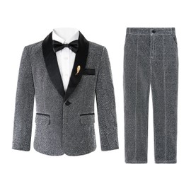 LOLANTA Kids Formal Suits for Boys Christmas Suit Homecoming Suits for Carnival Pageant (Darkgrey, 7-8 Years)