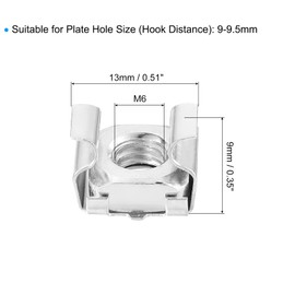 QUARKZMAN M6 x 1mm Cage Nuts, 50 Pieces Snap-in Cage Nuts, Carbon Steel Zinc Plated Metric Nut for Server Cabinet, Silver