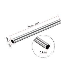 TOP-VIGOR 4Pcs 304 Stainless Steel Tube 5mm OD 0.4mm Wall Thickness 250mm Length, Seamless Straight Stainless Steel Round Tubing Stainless Steel Tube for Crafts Home Furnishing, Machinery