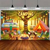 HOMETITUTE Camping Themed Backdrop Banner 71x43 Inchs Happy Camper Banner