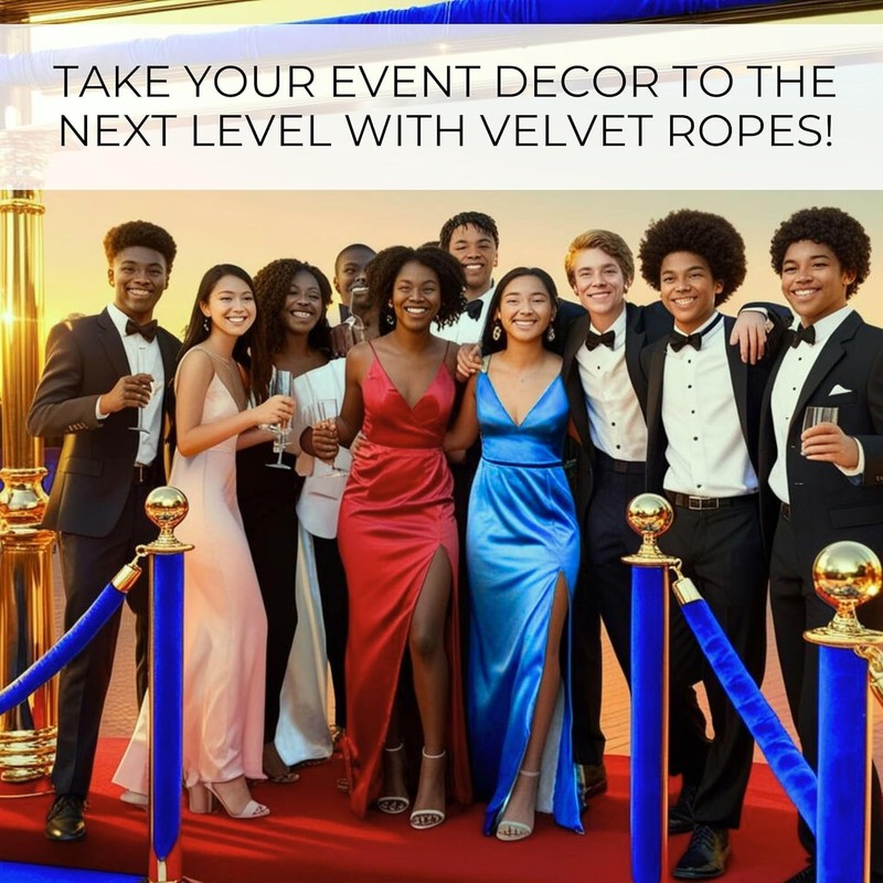 4PCS Blue Velvet Rope 6.5FT – 6.5FT Velvet Ropes Blue