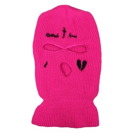 FitBest - Pasamontañas de 3 agujeros, de punto, para invierno, cálido, para hombres, mujeres, deportes al aire última intervensión, ciclismo, esquí, color rojo rosa, Rosa Rojo, Talla única