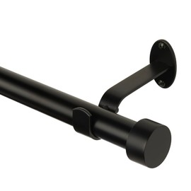 Elrene Home Fashions Serena Single Curtain Rod for Curtains and Drapery with Contemporary Cap Finials, 1-Inch Diameter, 48" - 86" Adjustable Rod, Antique Black