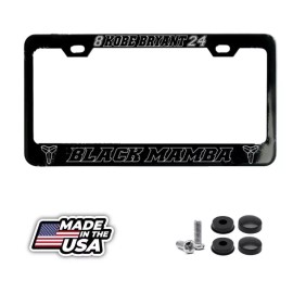 BLVD Kobe Bryant 8 24 Black Mamba Black License Plate Frame Silver Logo