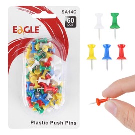 60 Pcs Assorted Color Push Pins – Thumb Tacks for Cork Boards, Maps, and Bulletin Use in Office, Classroom, or Home