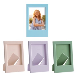 kwmobile Mini Picture Frame Set in Pink/Violet/Light Blue/Light Green - 4x Photo Frames for Instant Camera Photos - Plastic Standing Frames