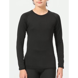 Rolimaka 4 Pack Boys' Girls' Compression Shirts Youth Long Sleeve Undershirt Sports Moisture Wicking Baselayer 4Black XS