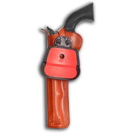 Leather Paddle OWB Revolver Holster with Retention Strap Fits Smith & Wesson Model 686 Plus 357 Mag 7-Shot 6'', Right Hand Draw, Brown Color #1511#