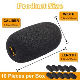 10-Pack Lavalier Microphone Foam Covers – 1.4" Windshields for Wireless Lapel Mics – Noise-Reducing Windscreens for Interviews, Podcasting, Vlogging, Video Recording