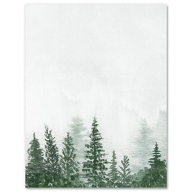 60 Sheet Forest Stationery Letterhead Paper Watercolor Forest Writing Paper Greeting Paper for Party Invitations School Printing, 8.5 x 11 Inch