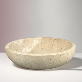 BIGPIPI Travertine Decorative Bowls for Home Decor, Marble Fruit Bowl for Kitchen Counter, Keys Bowl for Entryway Table, Large Candy Serving Bowl for Table Centerpiece Office Modern Home Decor (Beige)