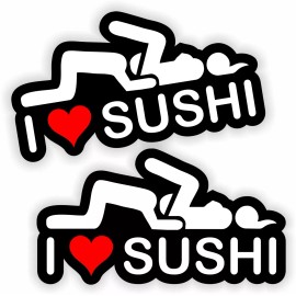 Unbranded/Generic (2) I Love Sushi Hard Hat Stickers \ Construction Foreman Laborer Helmet Decals