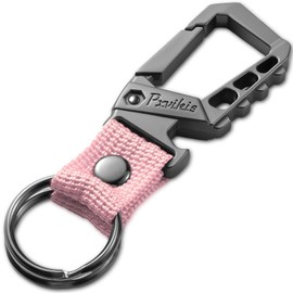 Pxvikis Key chain heavy duty carabiner clip metal bottle opener keychain holder car key fob belt ring unisex for men and women.Pink