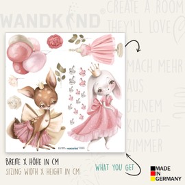 WANDKIND Princess Rabbit Wall Sticker Children's Room V385 | Hand Drawn | Sticker Nursery | Baby Room Wall Sticker Princesses Decoration Deer Wall Decoration (50 x 50 cm)