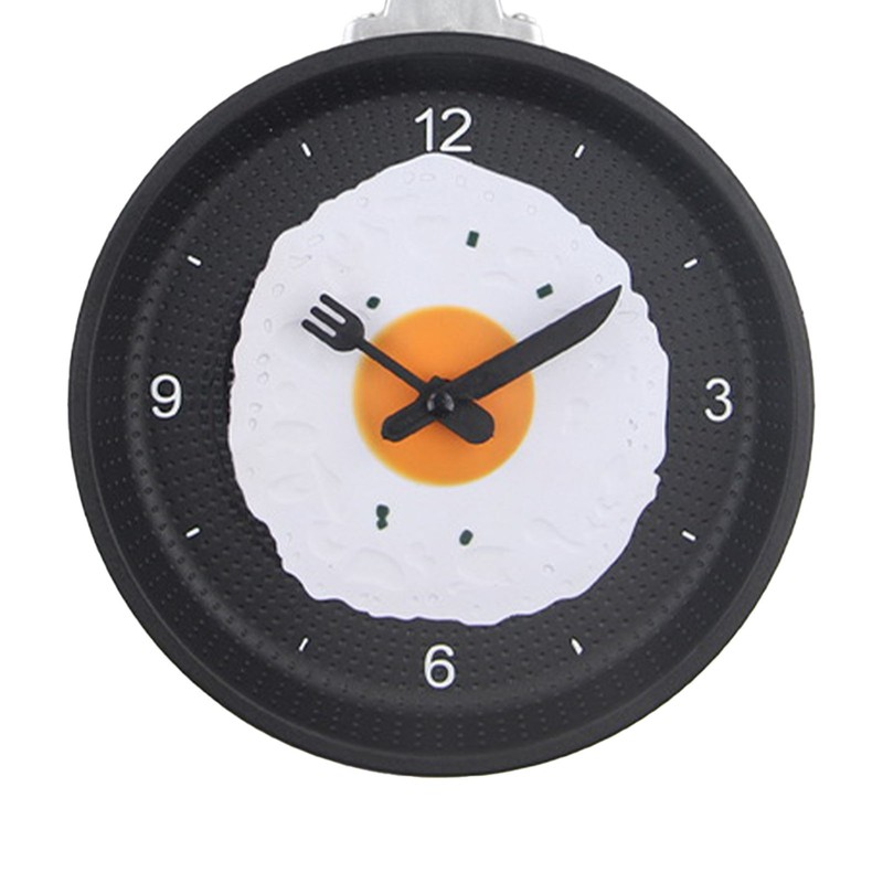 Wall Clock ABS Fried Egg Frying Pan Shape Silent Battery