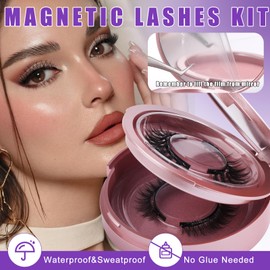 Natural Look Magnetic Eyelashes with Applicator: 2 Pairs, Reusable Magnetic Lashes, No Glue & Liner Needed, Y1+Y3, 250102