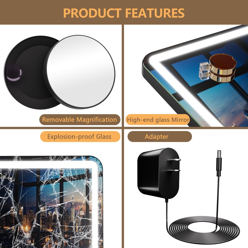 Hasipu Vanity Mirror with Lights and Bluetooth Speaker, 32" x