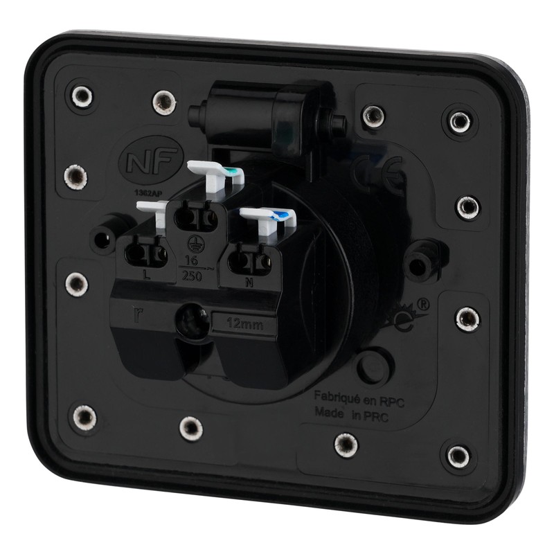 Stainless steel recessed socket, floor socket IP55, hinged lid, plug-in