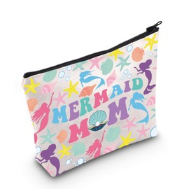 PLITI Mermaid Gift Mermaid Princess Gift Mermaid Lover Gift Summer Vacation Gift Mermaid Mom Makeup Bag For Beach Lover (Mermaid Mom Bag)