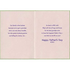 Designer Greetings Bear Holding Wooden Sign Juvenile/Kids Father's Day Card for Grandpa