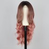 Ombre Pink Wavy Wig for Women 26 Inch Long Pink